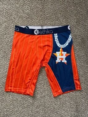 ethika Orange and Navy Houston Astros Boxer Briefs with Chain Star Graphic sz M
